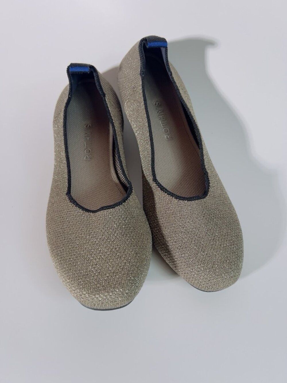 Rothy’s Women’s Metallic Gold Knit Ballet Flats Size 10 Comfort Shoes